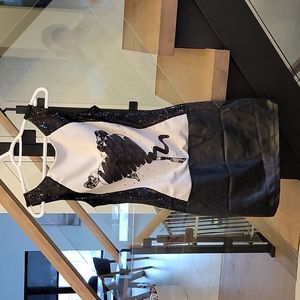 Black and faux leather dress